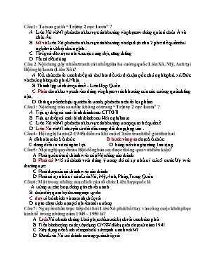 60 Câu hỏi trắc nghiệm Lịch sử lớp 12 (Kèm đáp án)